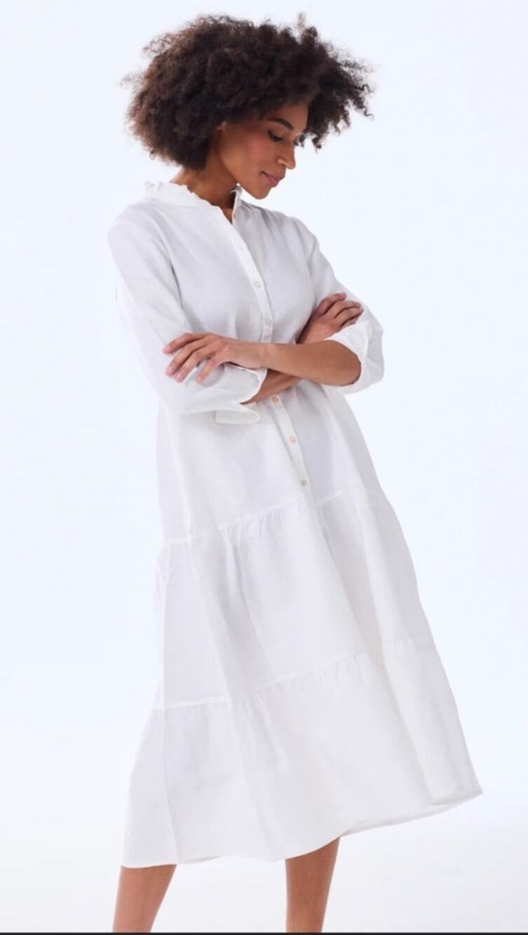 Alice Walk white Tiered Midi Dress - S